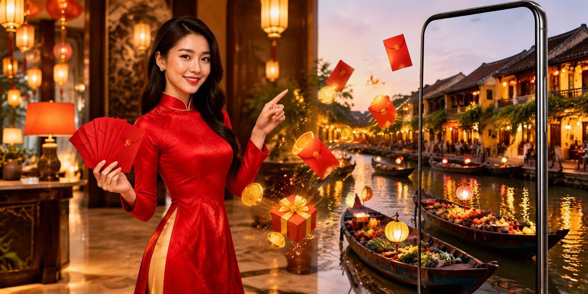 Bao lì xì Hội An minh họa khu khuyến mãi và tiền thưởng cho thành viên f319